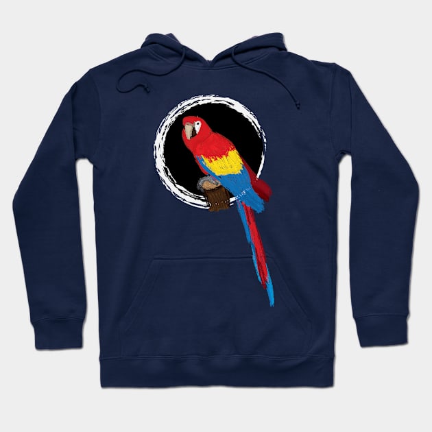 Artwork of a Sitting Scarlet Macaw Parrot II Hoodie by JDHegemann